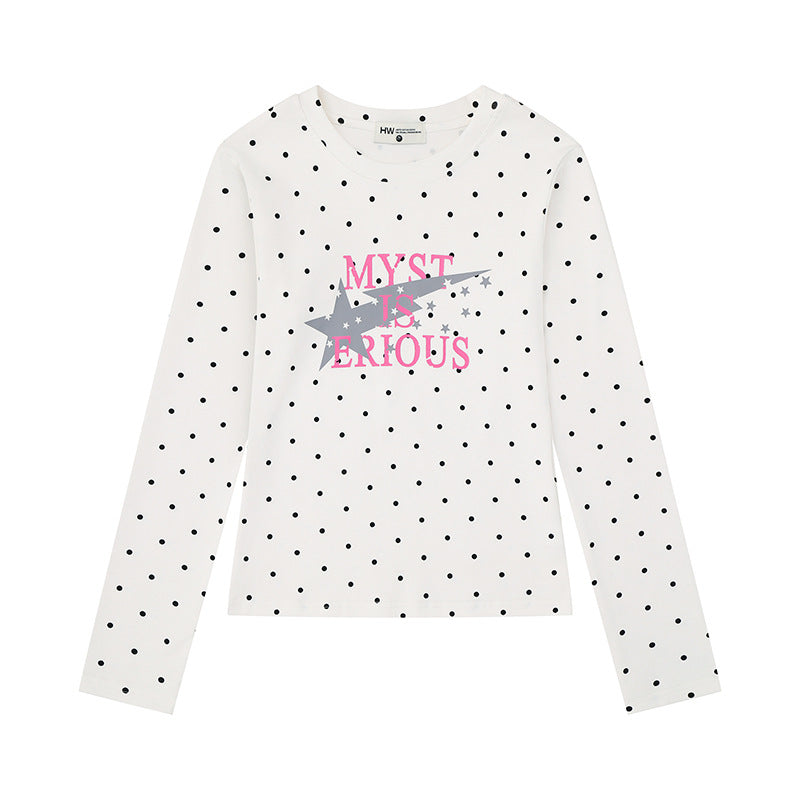 Damen Langarmshirt aus Baumwolljersey mit Pünktchenmuster und Statement-Sternprint Drune