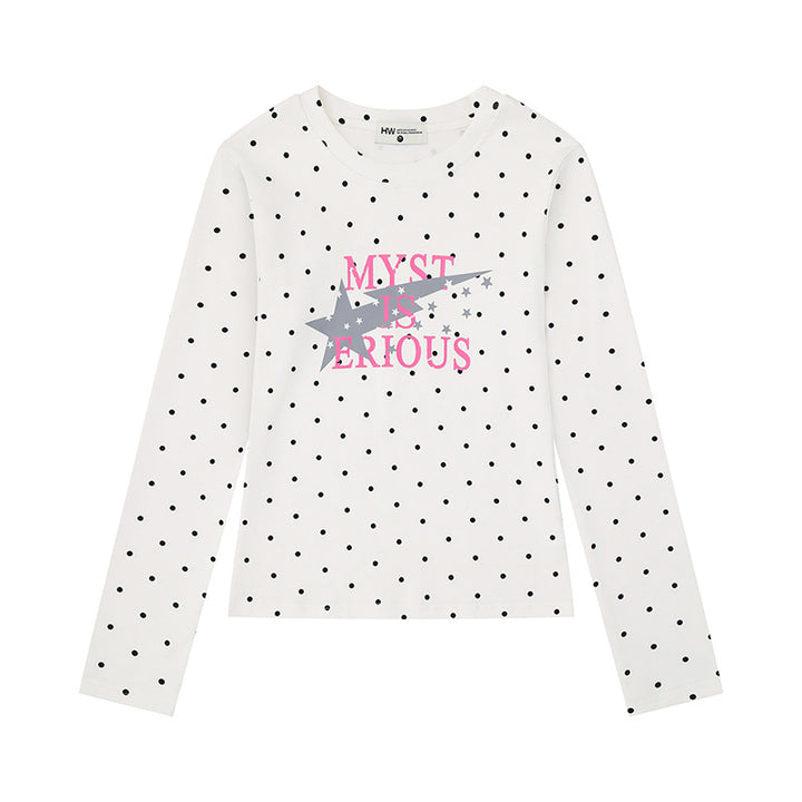 Damen Langarmshirt aus Baumwolljersey mit Pünktchenmuster und Statement-Sternprint Drune