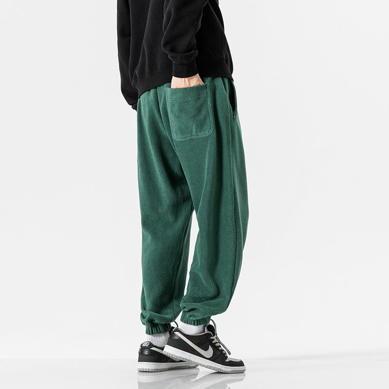 Herren Weit geschnittene Fleece-Jogginghose mit elastischen Bündchen und Eingrifftaschen Drune