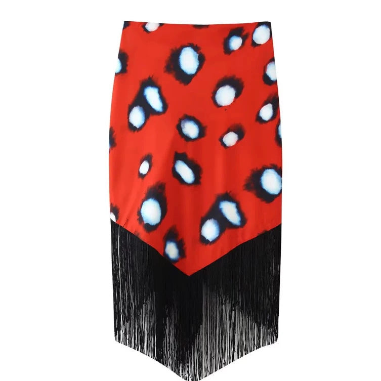Damen Fransen‑Pareo mit Animal‑Print und Bindeschleife Drune