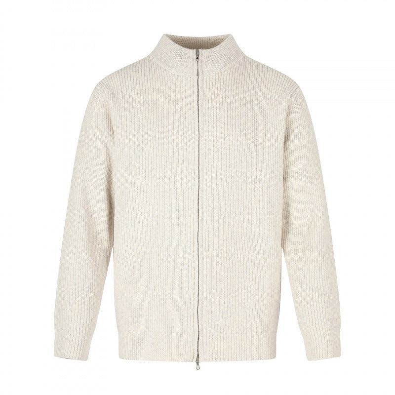 Unisex Reißverschluss-Strickjacke im Boxy‑Cut mit Stehkragen und Rippenstruktur Drune