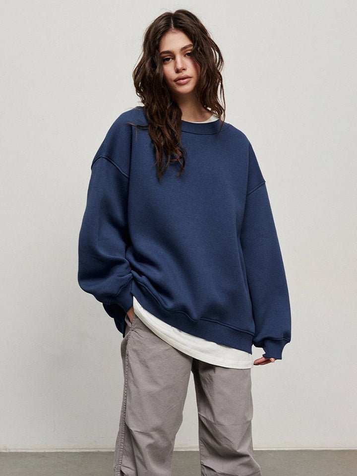 Drune | Damen Lockere Rundhals-fleece-sweatshirt
