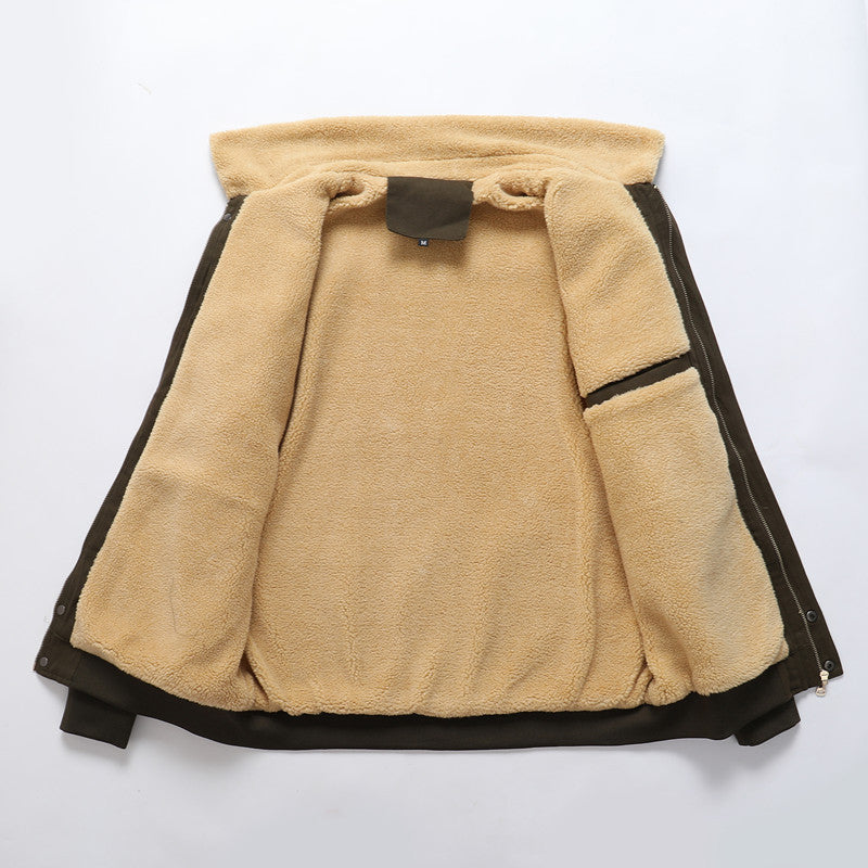 Herren Robuste Canvas-Fliegerjacke mit Teddyfutter und Reverskragen Drune