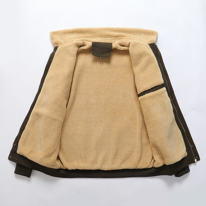 Herren Robuste Canvas-Fliegerjacke mit Teddyfutter und Reverskragen Drune
