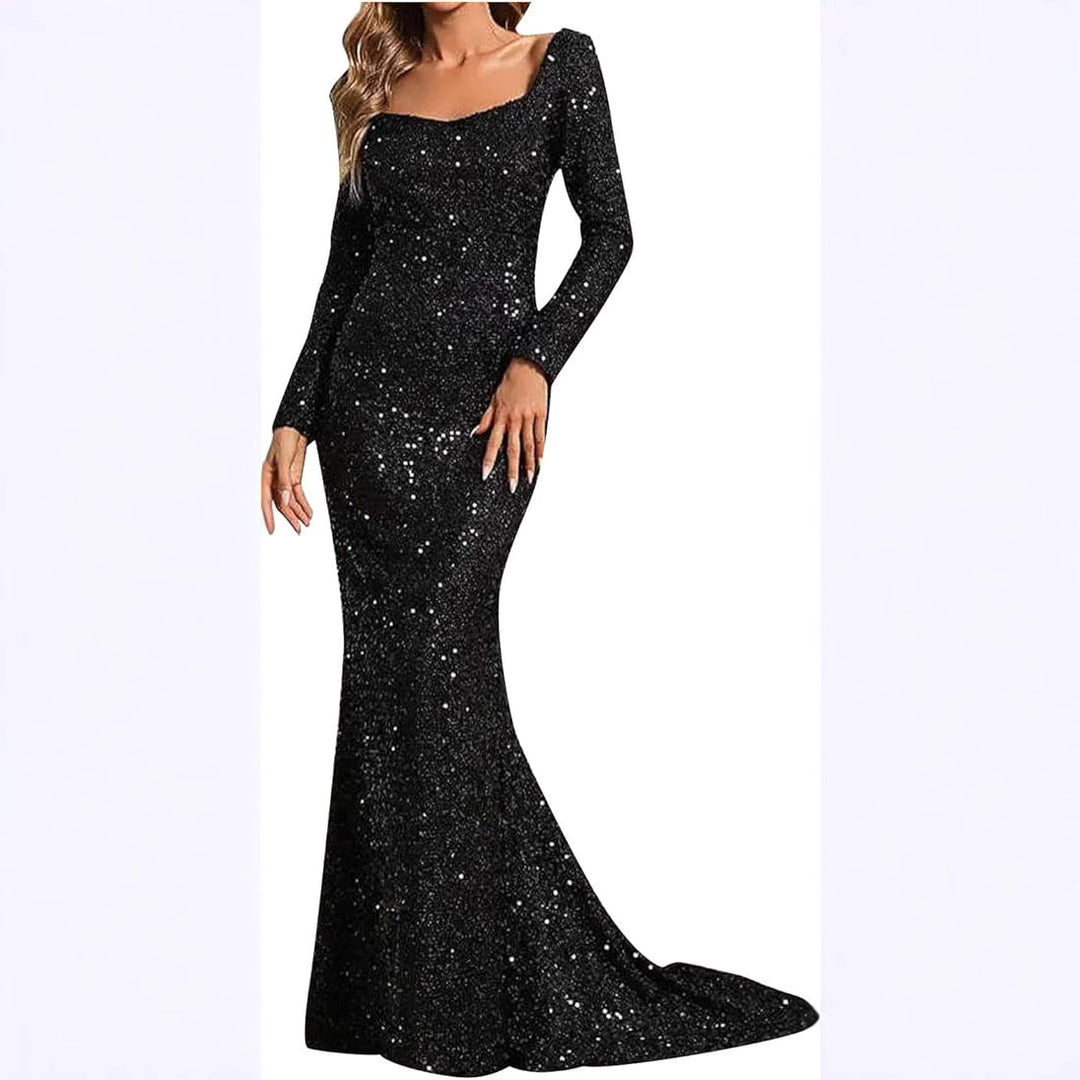 Damen Abendkleid mit schimmerndem Paillettenbesatz und eleganter Silhouette Drune