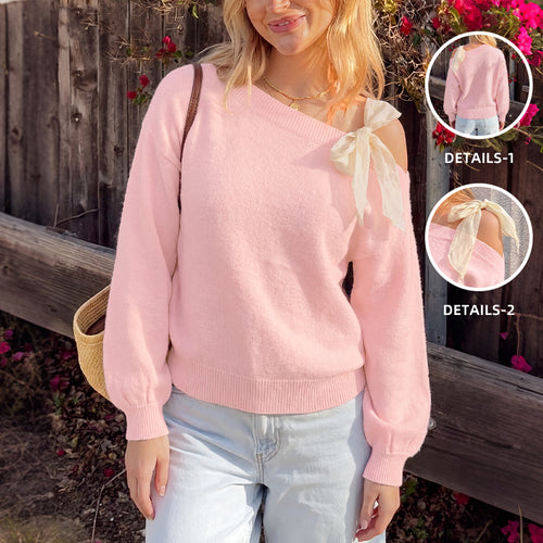Damen Trendiger Pullover mit Schulterband Drune