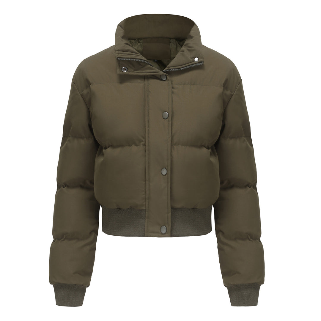 Damen nan kurze wattierte Steppjacke mit hohem Stehkragen und Rippbündchen Drune
