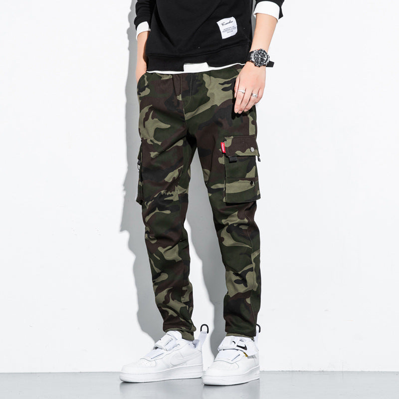Herren Camouflage Cargo-Jogginghose mit Tapered-Schnitt, elastischem Bund und Multifunktionstaschen Drune