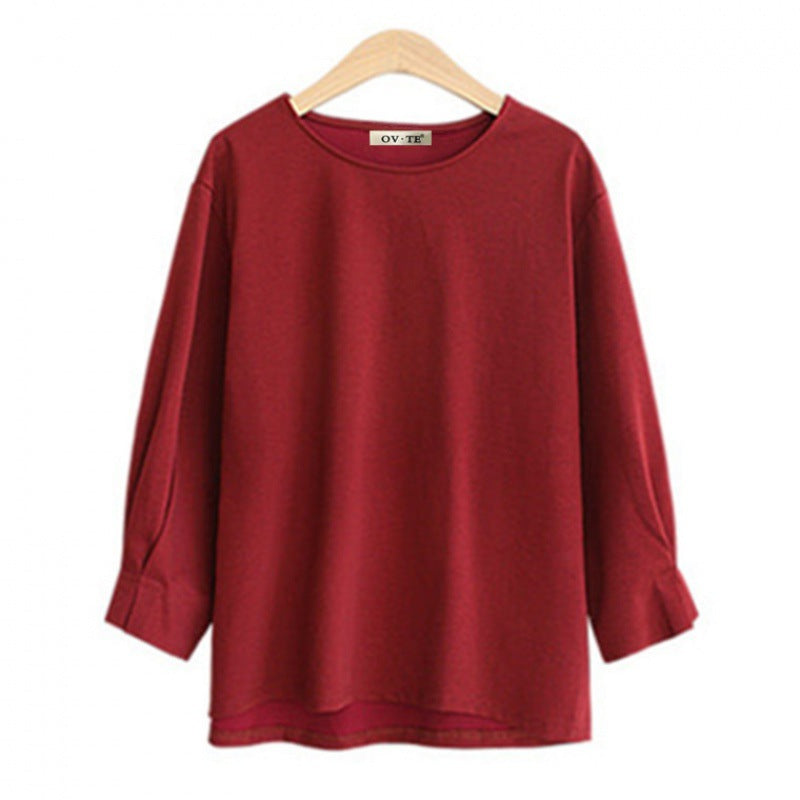 Damen lässiges Langarmshirt mit weitem Schnitt und elegantem Rundhalsausschnitt Drune