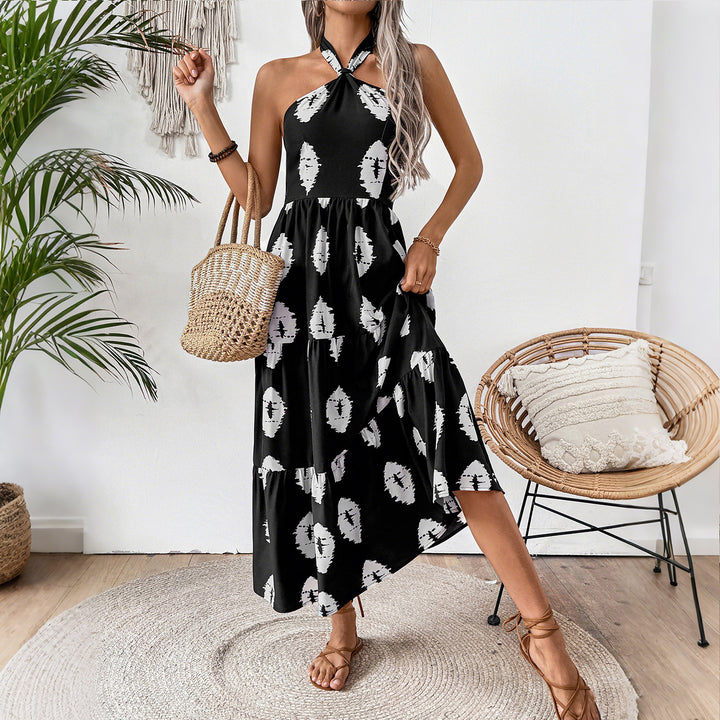 Damen Boho Maxikleid mit asymmetrischen Trägern Drune