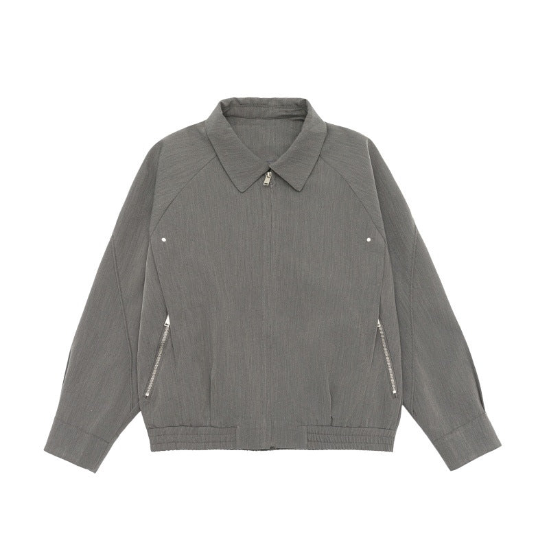 Herren Boxy-Übergangsjacke mit Hemdkragen, Raglanärmeln und Reißverschlusstaschen Drune