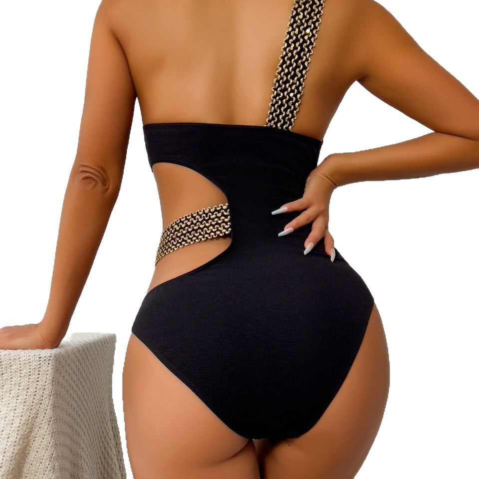 Damen Asymmetrischer Einteiler mit Raffungen und Bildhauer-Detail Drune