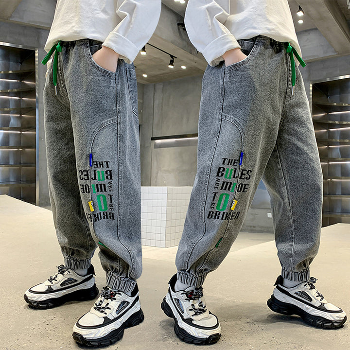 Damen bequeme Freizeithose mit kreativem Druck Drune