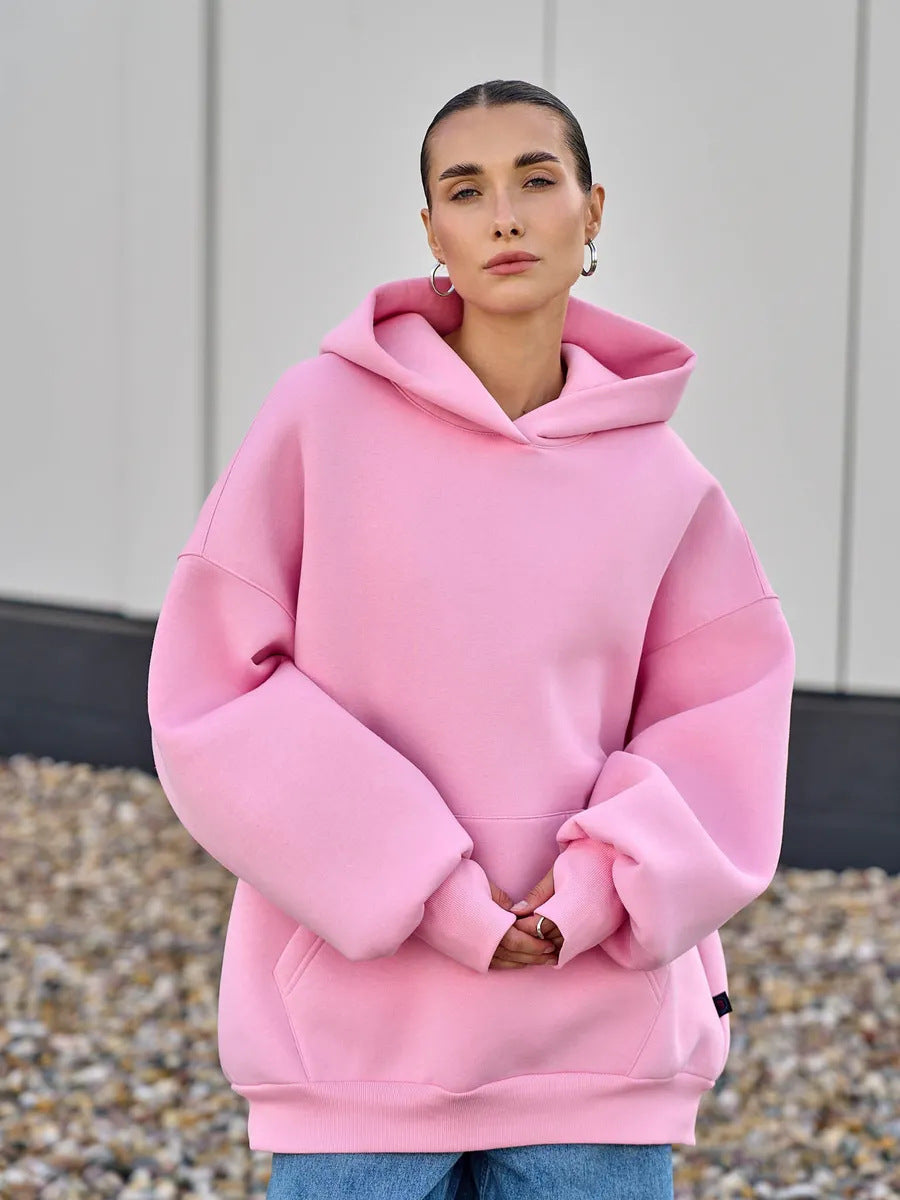 Damen Oversized Kapuzenpullover mit extra weitem Schnitt und Kängurutasche Drune