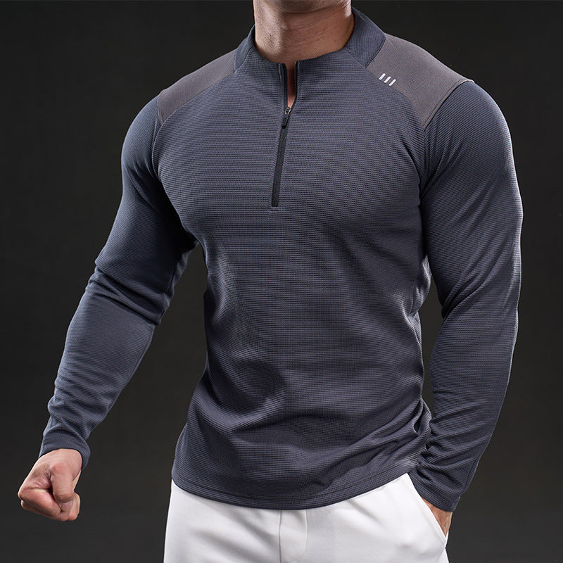 Herren Atmungsaktives Funktions-Langarmshirt mit kurzem Reißverschluss und Slim‑Fit Drune