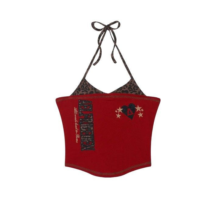 Damen Bunt bedrucktes Crop-Top mit Halterneck Drune