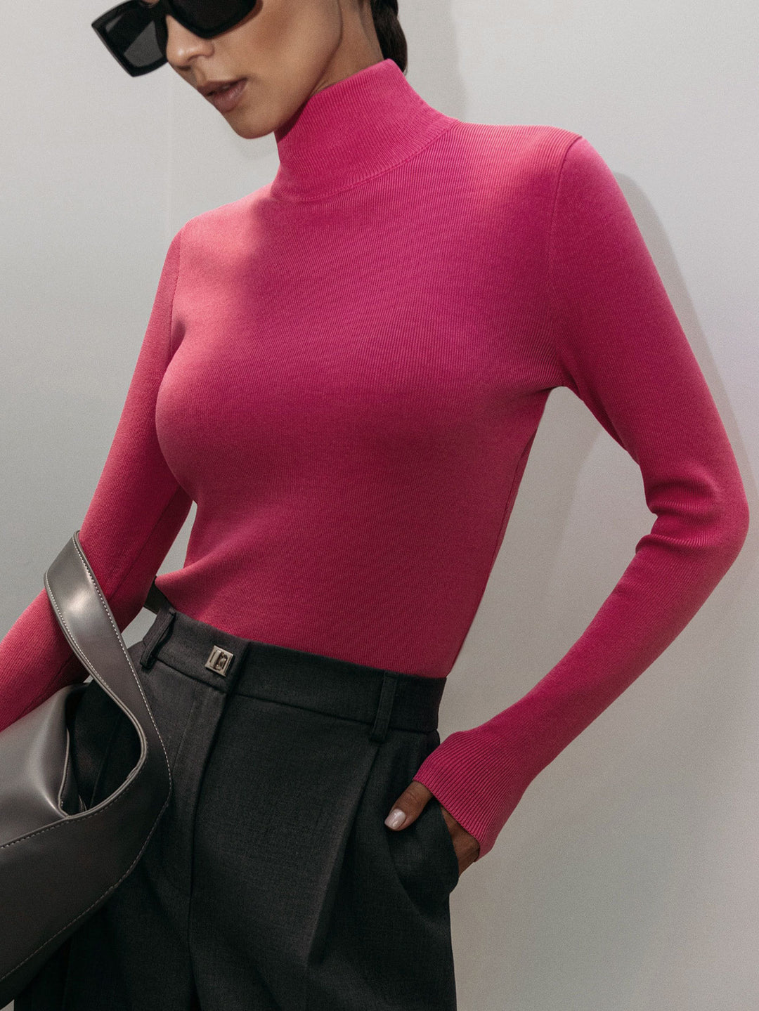 Damen Modischer Rollkragenpullover aus weicher Baumwolle Drune