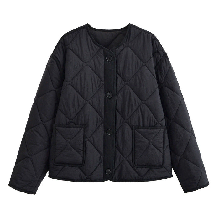 Damen 20+ gesteppte Overshirt-Jacke mit Rundhals, durchgehender Knopfleiste und aufgesetzten Taschen Drune