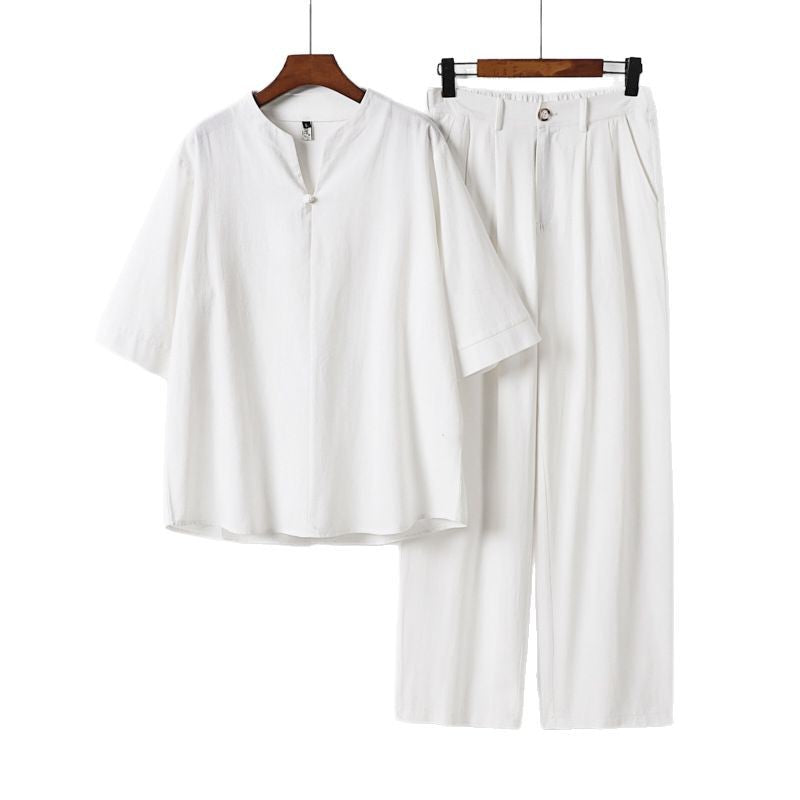 Herren Zweiteiliges Leichtes Freizeitset mit Stehkragen und elastischer Bundhose Drune