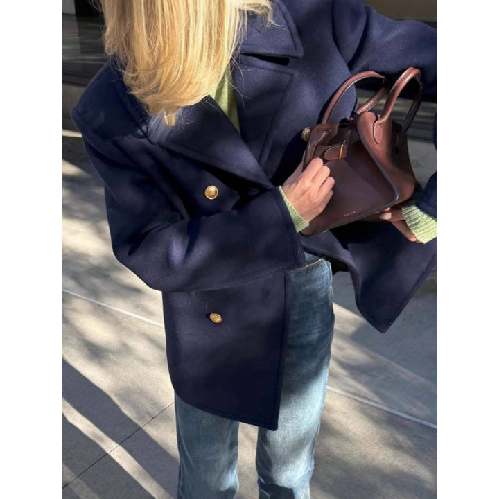Damen Wollmantel mit doppeltem Knopfverschluss und elegance Schnitt Drune