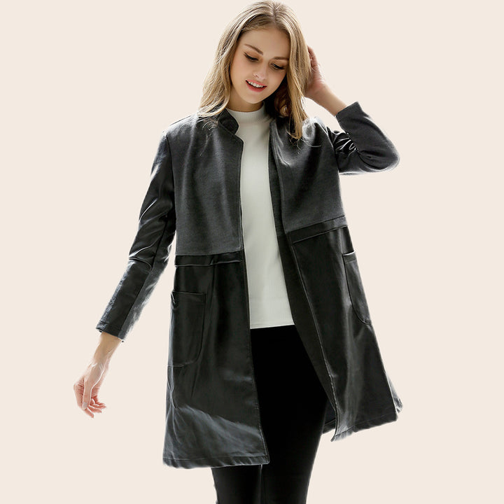 Damen Elegante und leicht taillierte Kunstlederjacke Drune