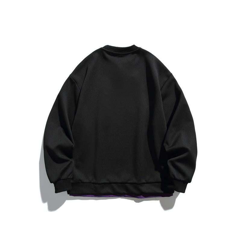 Unisex Oversize-Sweatshirt mit kontrastierter Reißverschluss-Brusttasche und doppellagigem Saum Drune