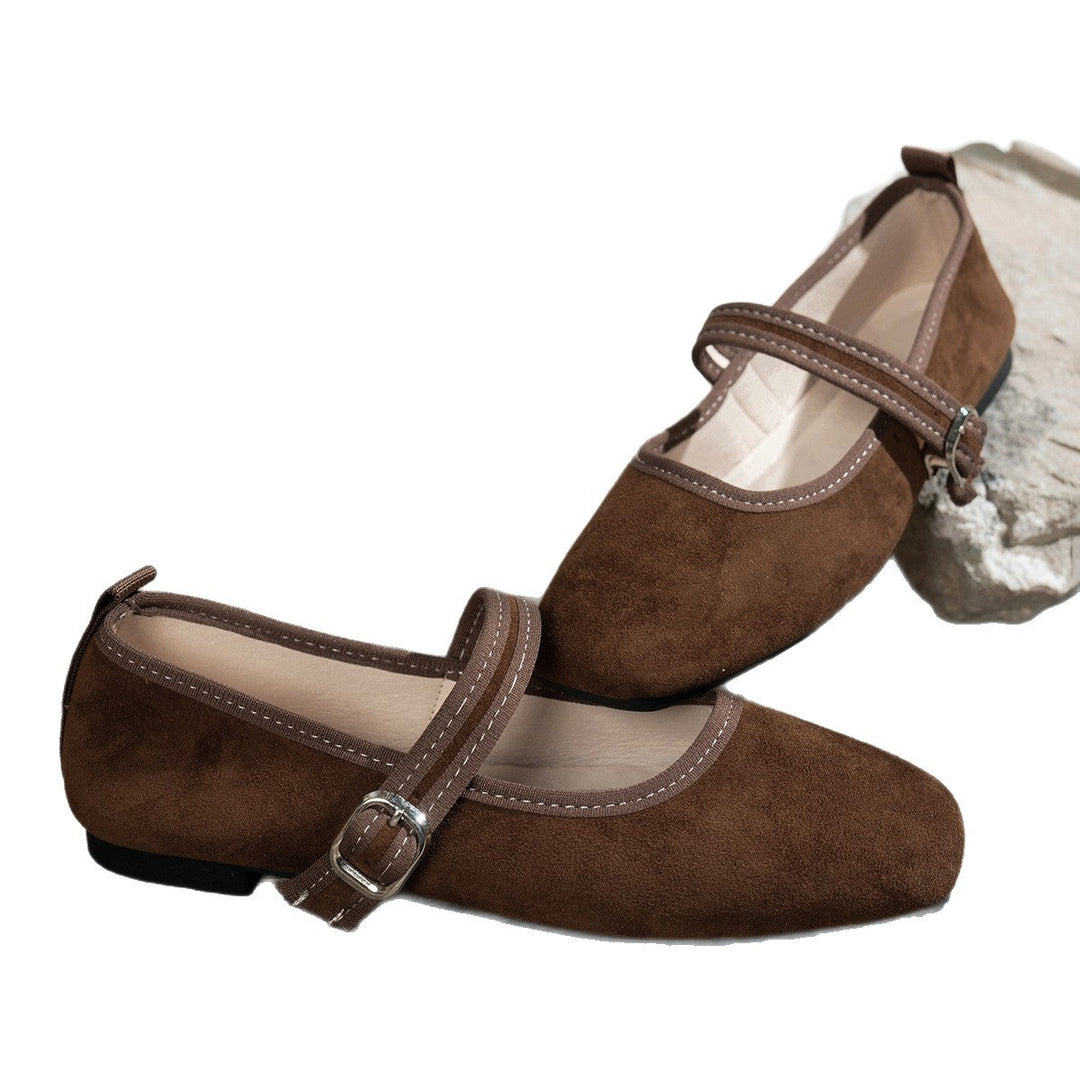 Damen edle Ballerinas mit klassischem Riemen Drune
