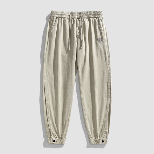 Herren Leichte Baumwoll-Joggerhose mit Tunnelzug, elastischem Knöchelabschluss und dezenter Logostickerei Drune