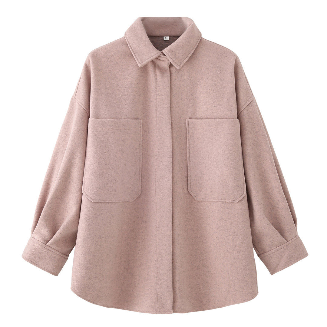 Damen Oversized Hemdjacke aus hochwertigem Wollmix mit praktischen Taschen Drune