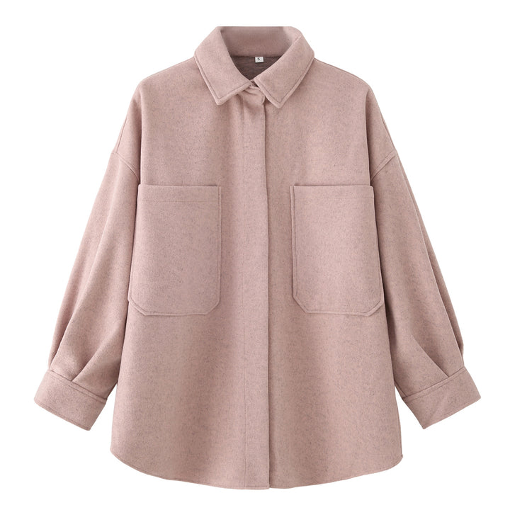 Damen Oversized Hemdjacke aus hochwertigem Wollmix mit praktischen Taschen Drune