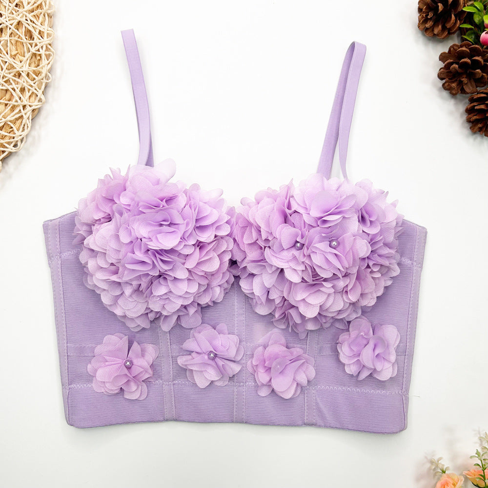 Damen Elegante Korsage mit floralen Spitzenapplikationen Drune