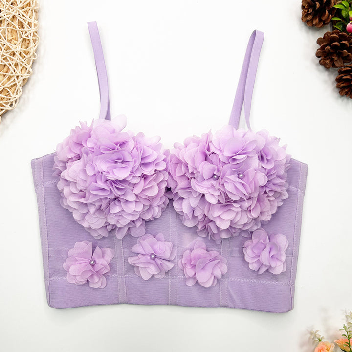 Damen Elegante Korsage mit floralen Spitzenapplikationen Drune