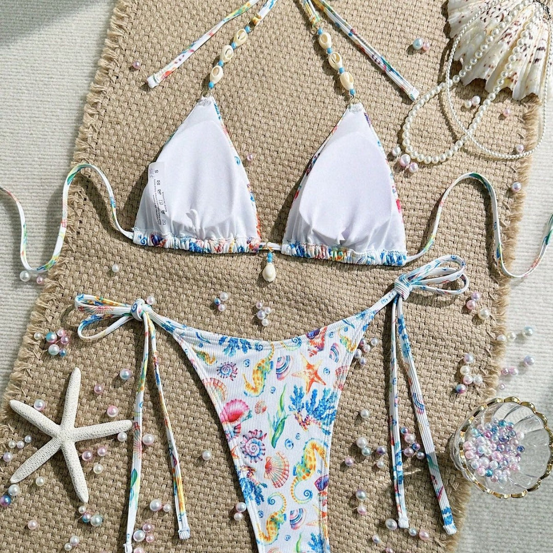 Damen Triangel-Bikini mit handgefertigten Muschelverzierungen Drune