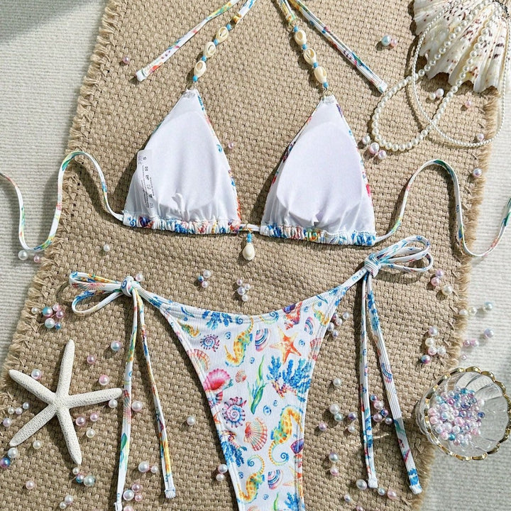 Damen Triangel-Bikini mit handgefertigten Muschelverzierungen Drune