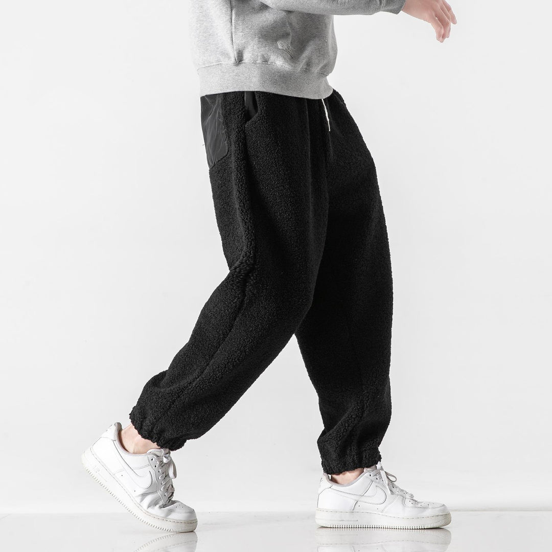 Herren Teddy-Fleece-Jogginghose mit elastischem Bund, Kordelzug und Bündchen Drune
