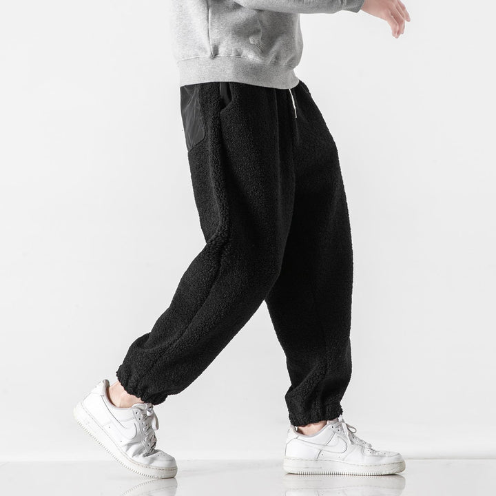 Herren Teddy-Fleece-Jogginghose mit elastischem Bund, Kordelzug und Bündchen Drune