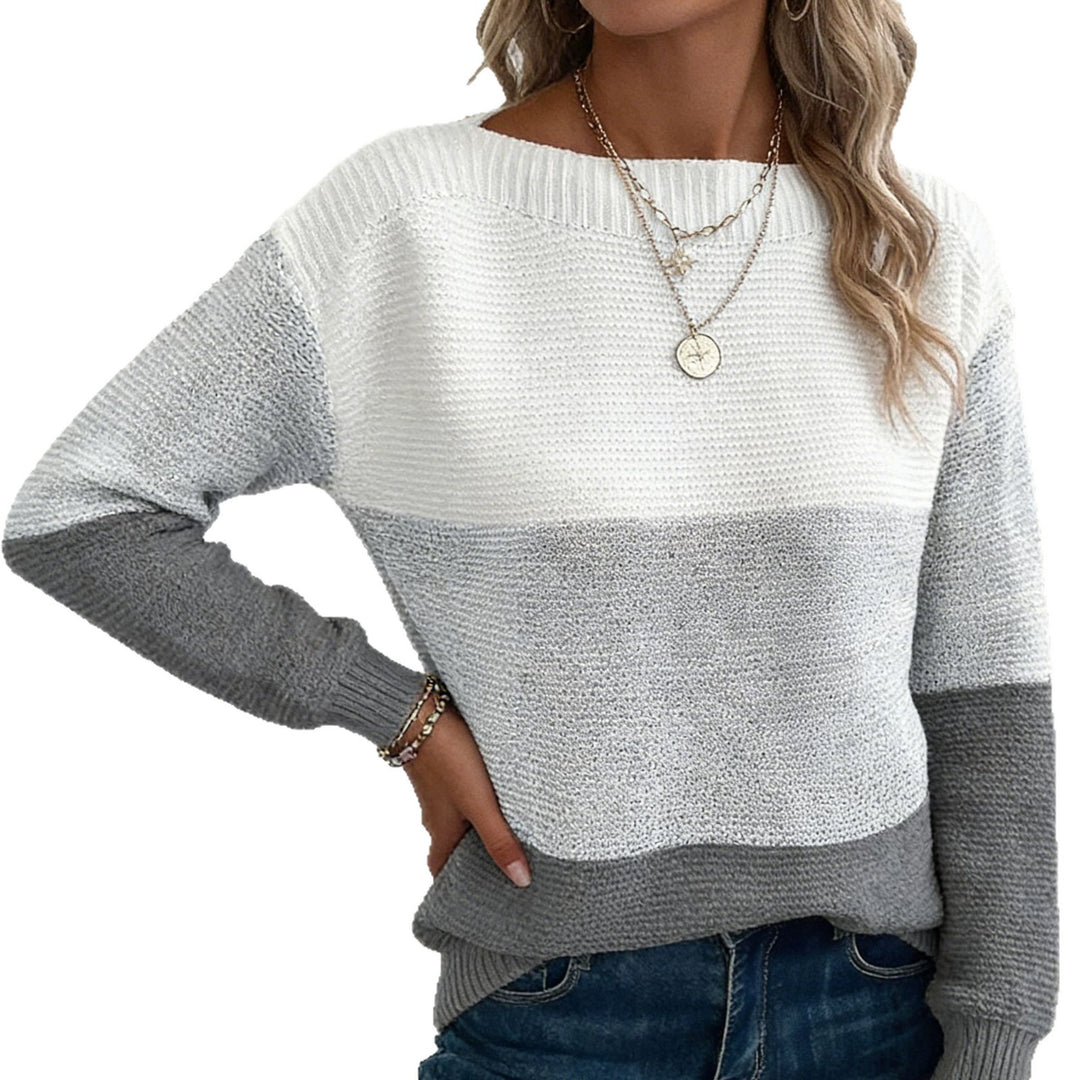 Damen Farbverlauf Strickpullover mit Boot-Ausschnitt Drune
