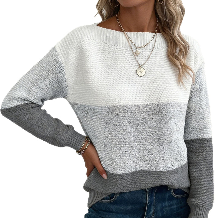 Damen Farbverlauf Strickpullover mit Boot-Ausschnitt Drune