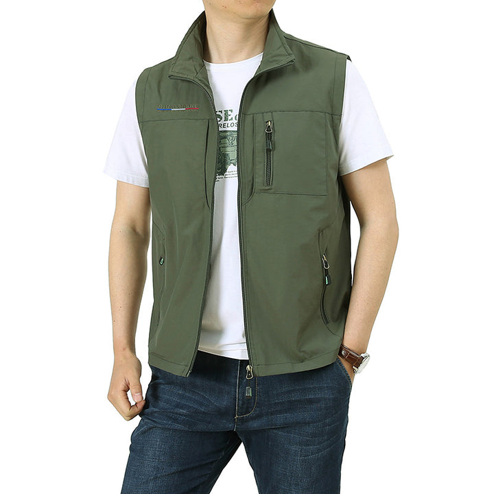 Herren Softshell-Utility-Weste mit Stehkragen und Multifachtaschen Drune