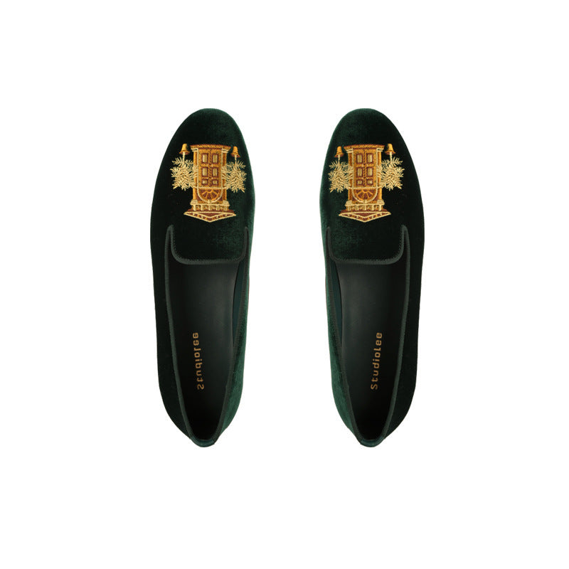 Damen bestickte Samt Slipper Drune