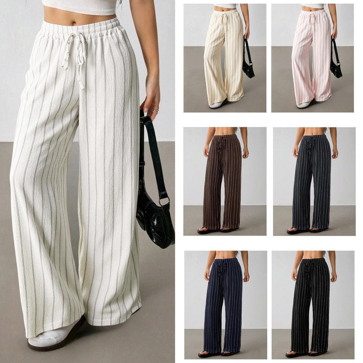 Damen Weite Strickhose mit hohem Bund und Kordelzug Drune