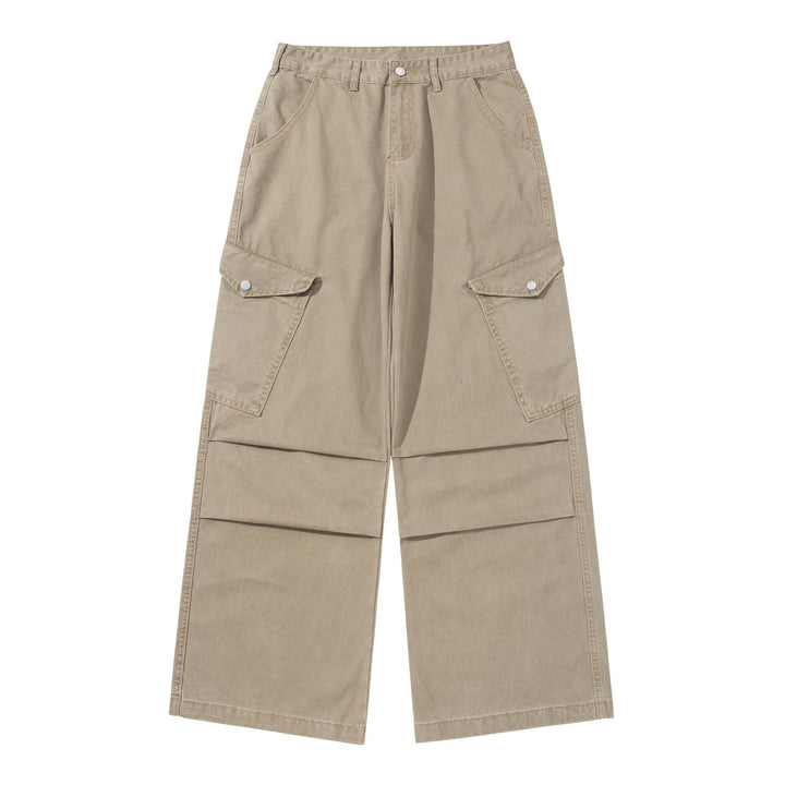 Damen Weite Cargo-Hose aus Baumwoll-Twill mit hoher Taille und aufgesetzten Klappentaschen Drune