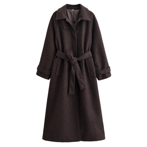 Damen 10+ taillierter Wollmix‑Mantel mit Bindegürtel Drune