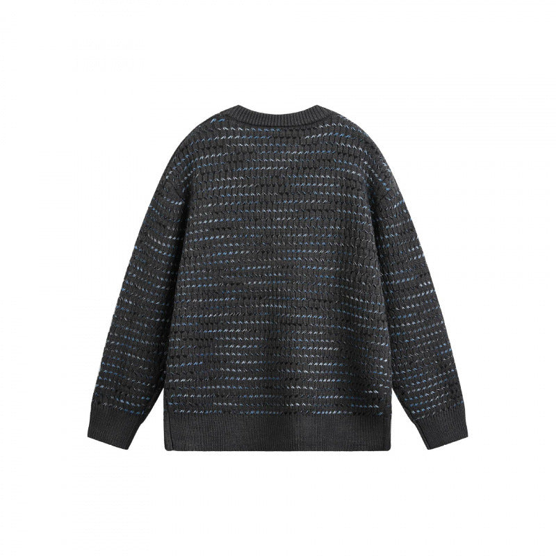 Unisex Feinstrickpullover mit strukturierter Streifenoptik und Rundhalsausschnitt Drune