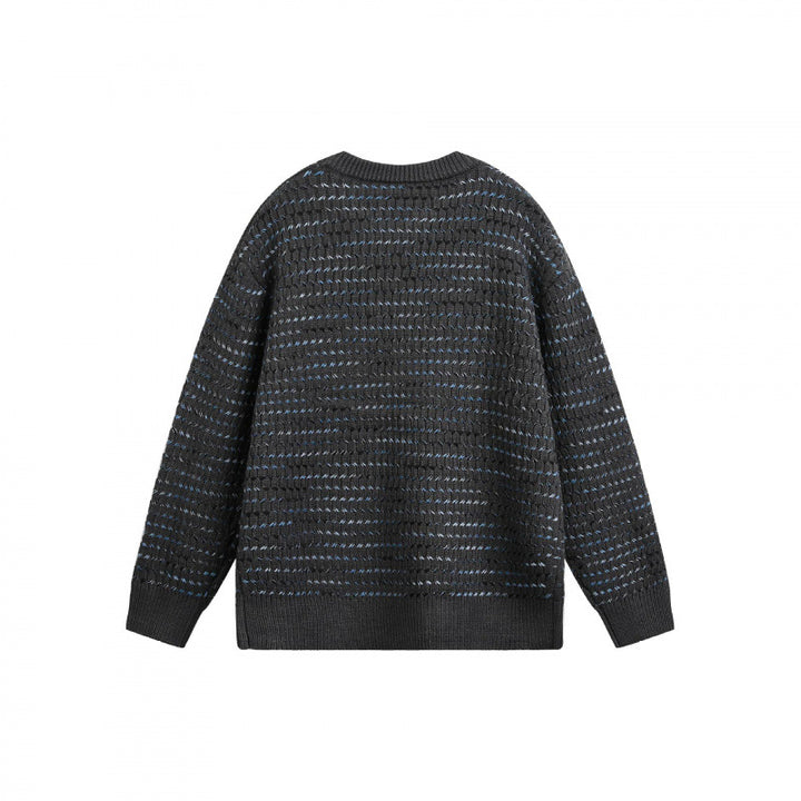 Unisex Feinstrickpullover mit strukturierter Streifenoptik und Rundhalsausschnitt Drune