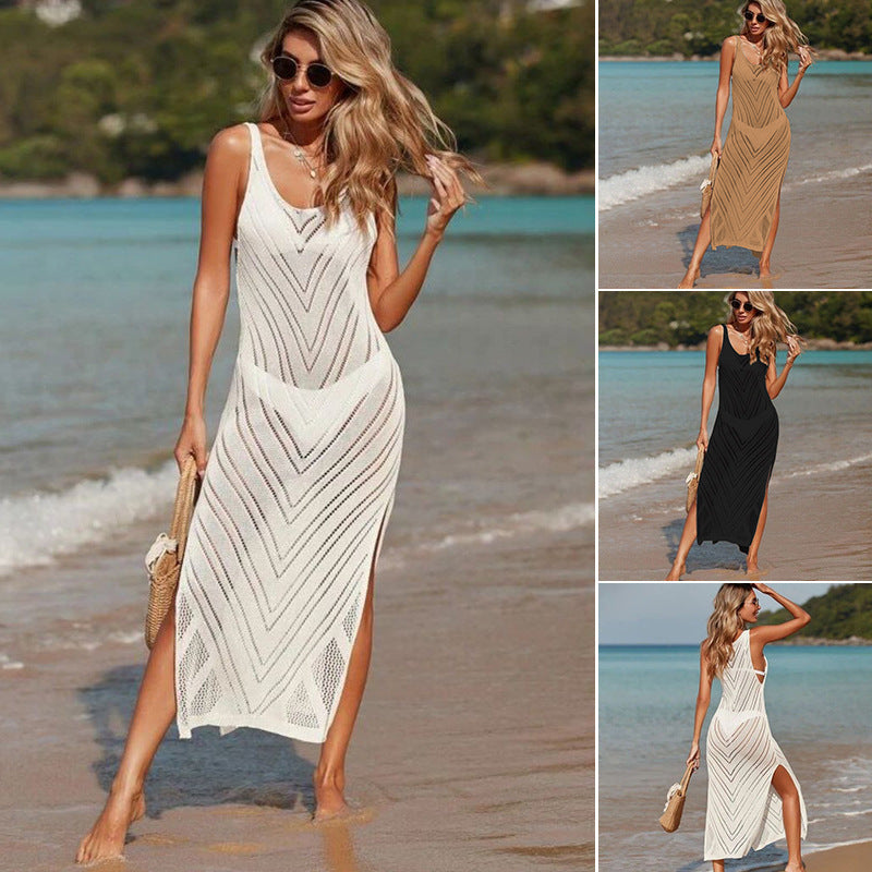 Damen Elegantes Maxikleid mit asymmetrischem Saum und seitlichem Schlitz Drune