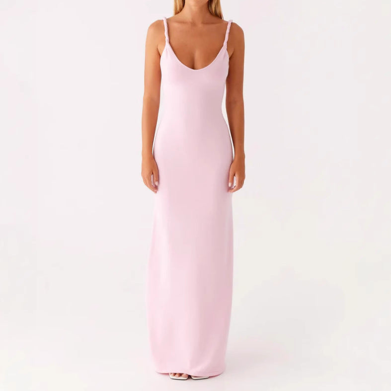 Damen Maxikleid mit schmalen Spaghettiträgern und elegantem V-Ausschnitt Drune