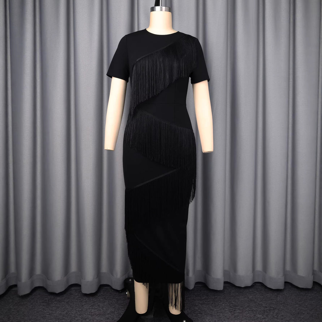 Damen Kleid mit Fransen-Detail Drune