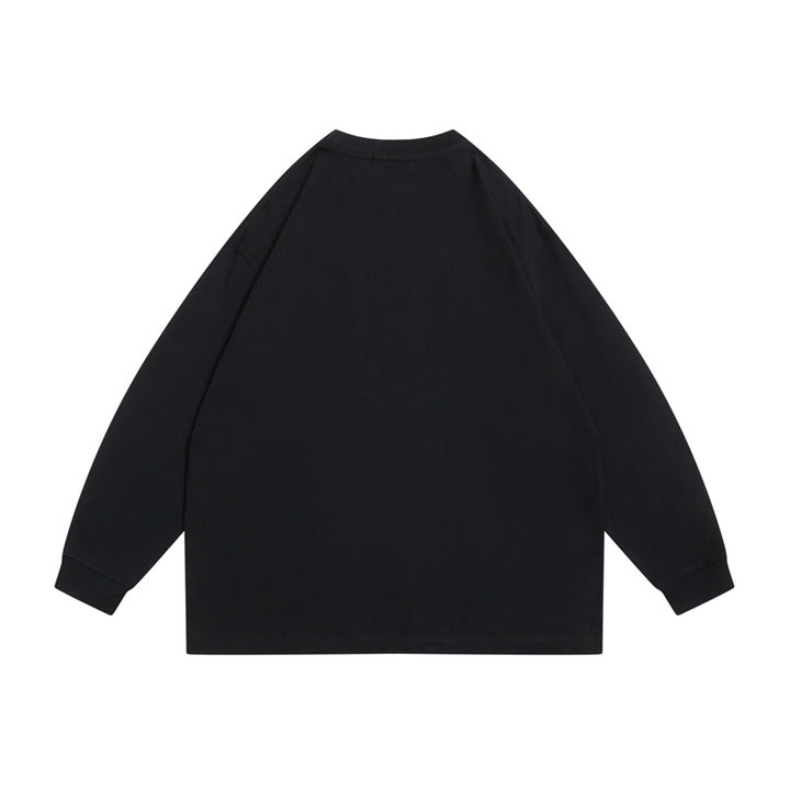 Unisex Oversize-Langarmshirt aus schwerer Baumwollmischung mit Rundhalsausschnitt und gerippten Bündchen Drune