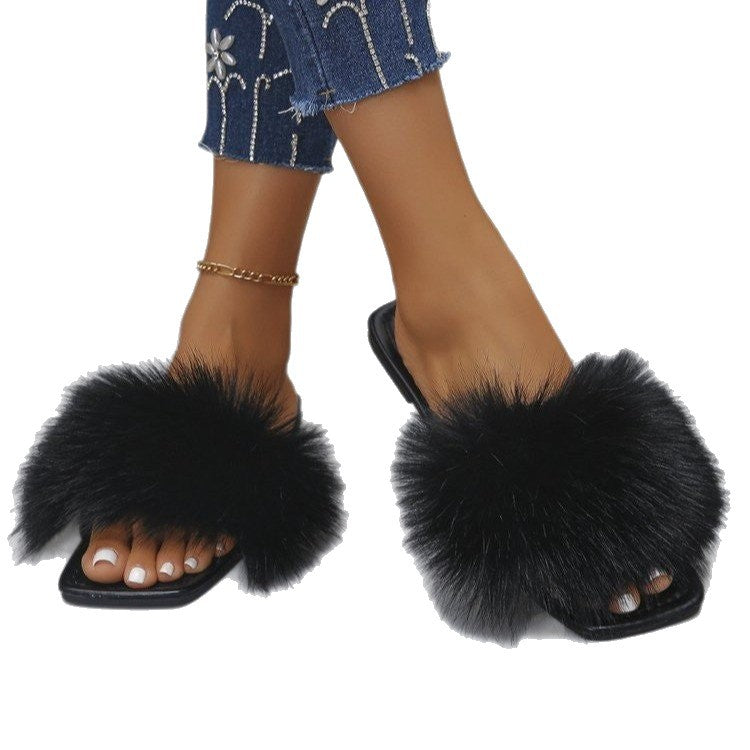 Damen Flausche Pantoletten Drune